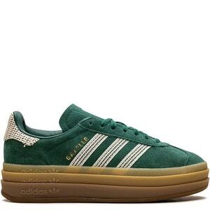 Adidas Gazelle Platform in Forest Green and Cream